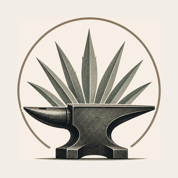 Ask The Forge — an anvil set against an agave plant
